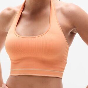 ATHLETA Recharge Rib Seamless Halter PAPYA/ BONE